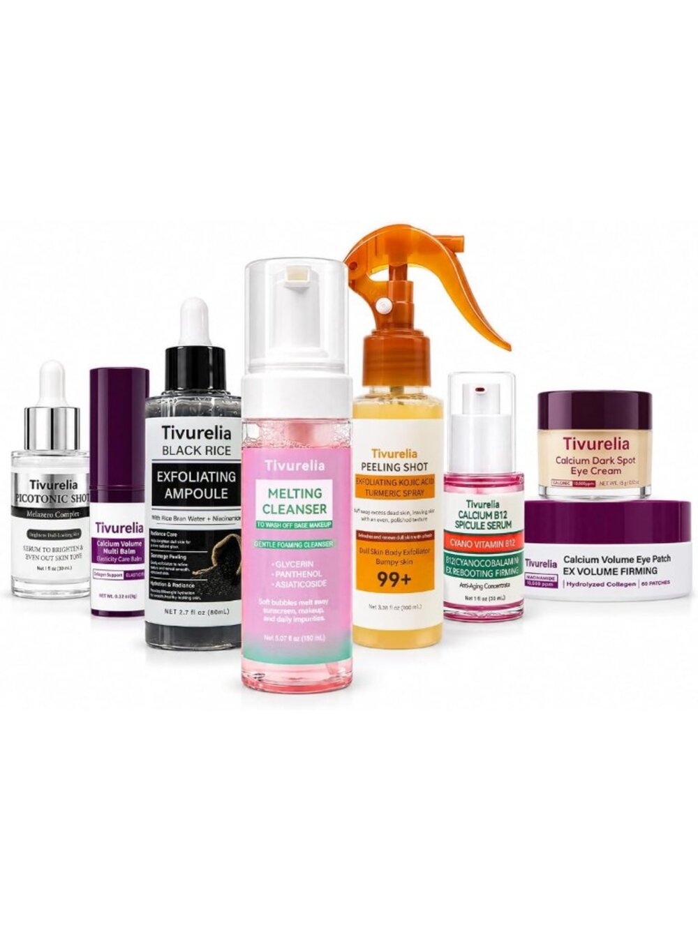 Calcium Daily Skincare Set, Facial Care Kit with Cleanser, Serums, Calcium Multi